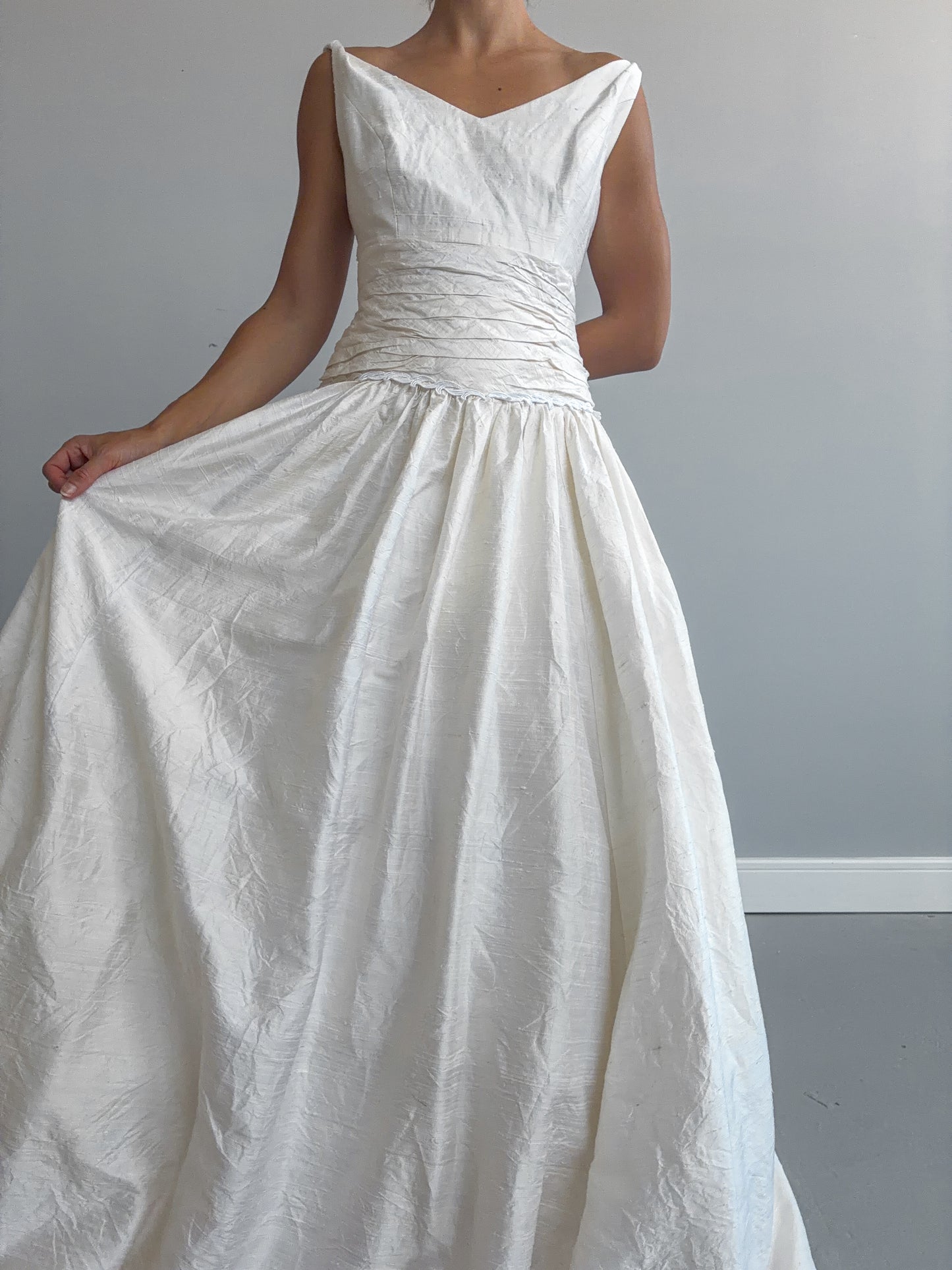 1980s Raw Silk Princess Dress