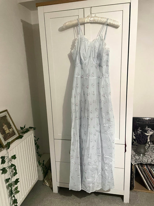 30s Blue Floral Slip