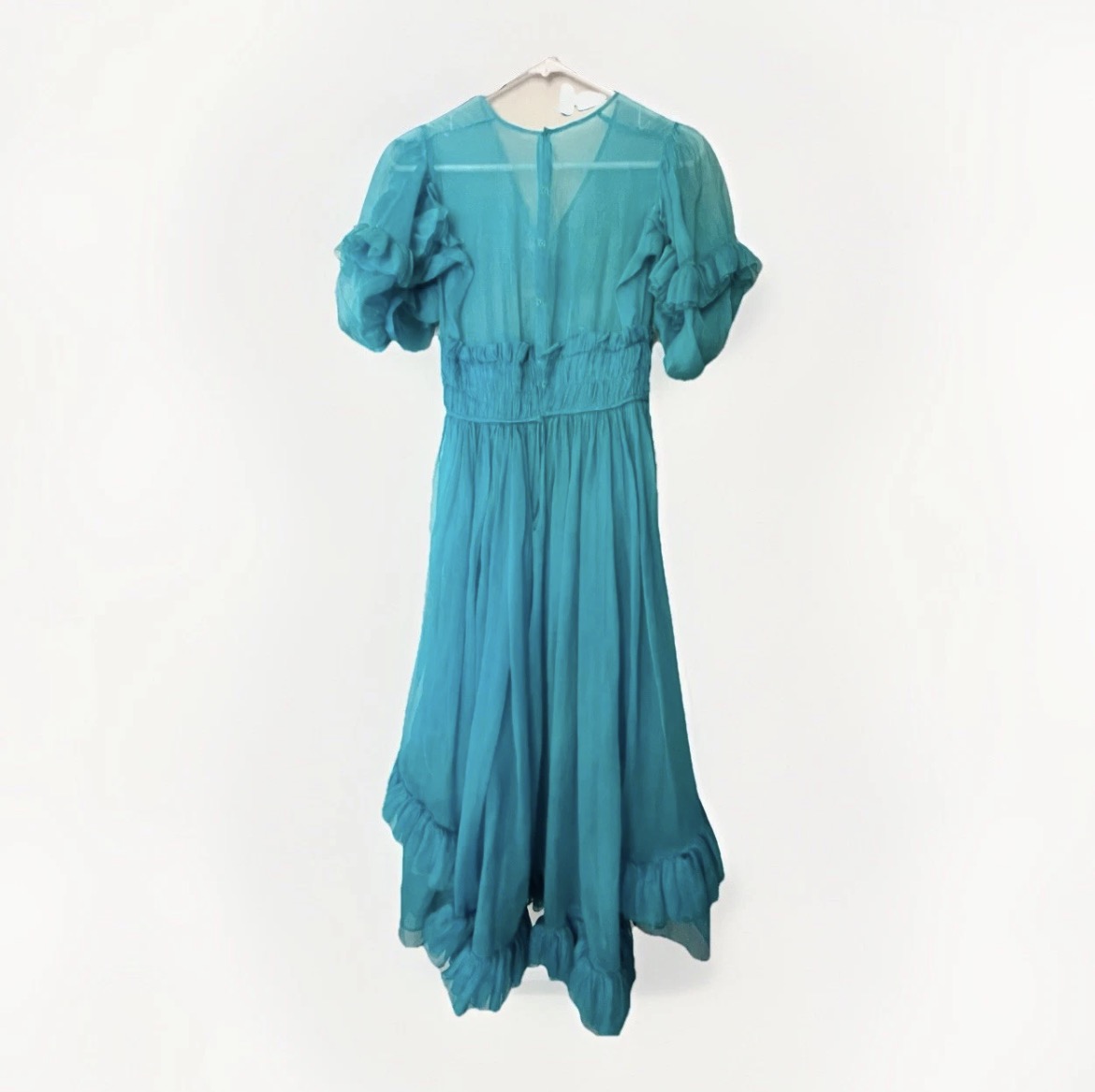 Vintage Concierge Blue Organdy Ruffle Dress