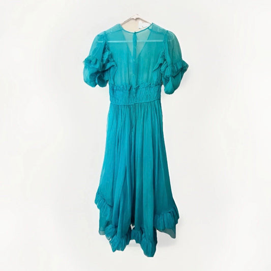 Vintage Concierge Blue Organdy Ruffle Dress