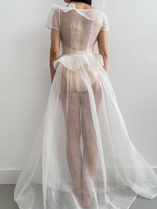 1930s Organdy Peplum Wedding Dress