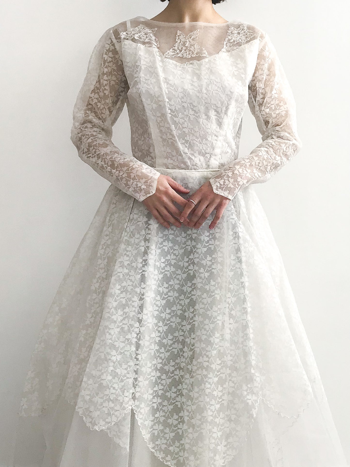 1950s Tulle Applique Wedding Dress