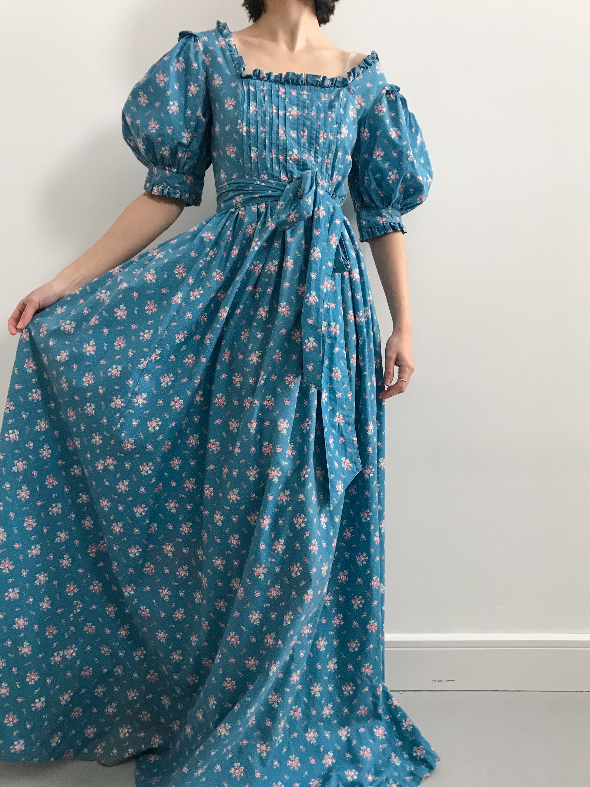 1980s blue dress Vintage 80s Sheer Electric Blue Dress M/L Hotbox Vintage