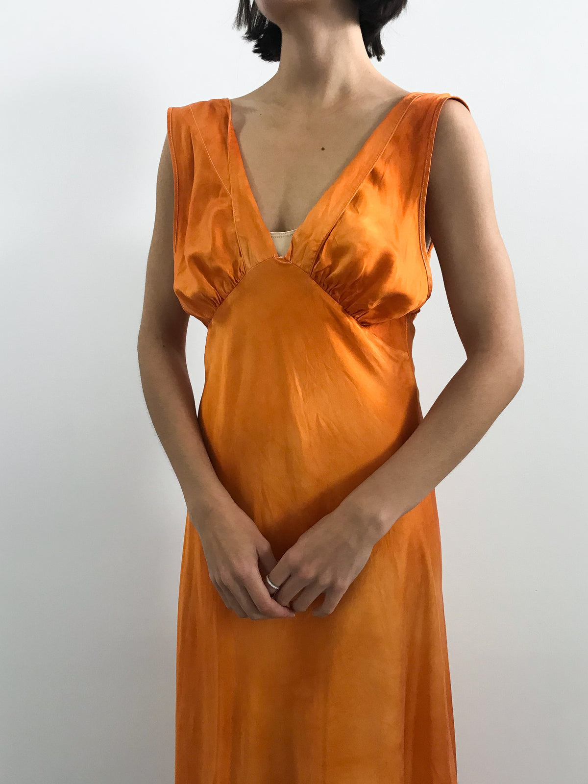 Vintage Dyed Silk Slip - Burnt Orange