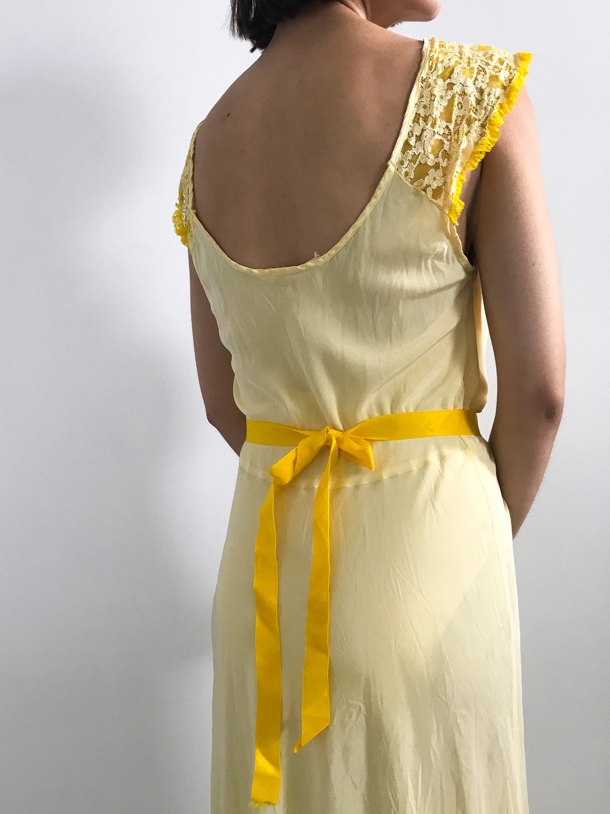 Vintage Dyed Rayon Lace Slip - Canary