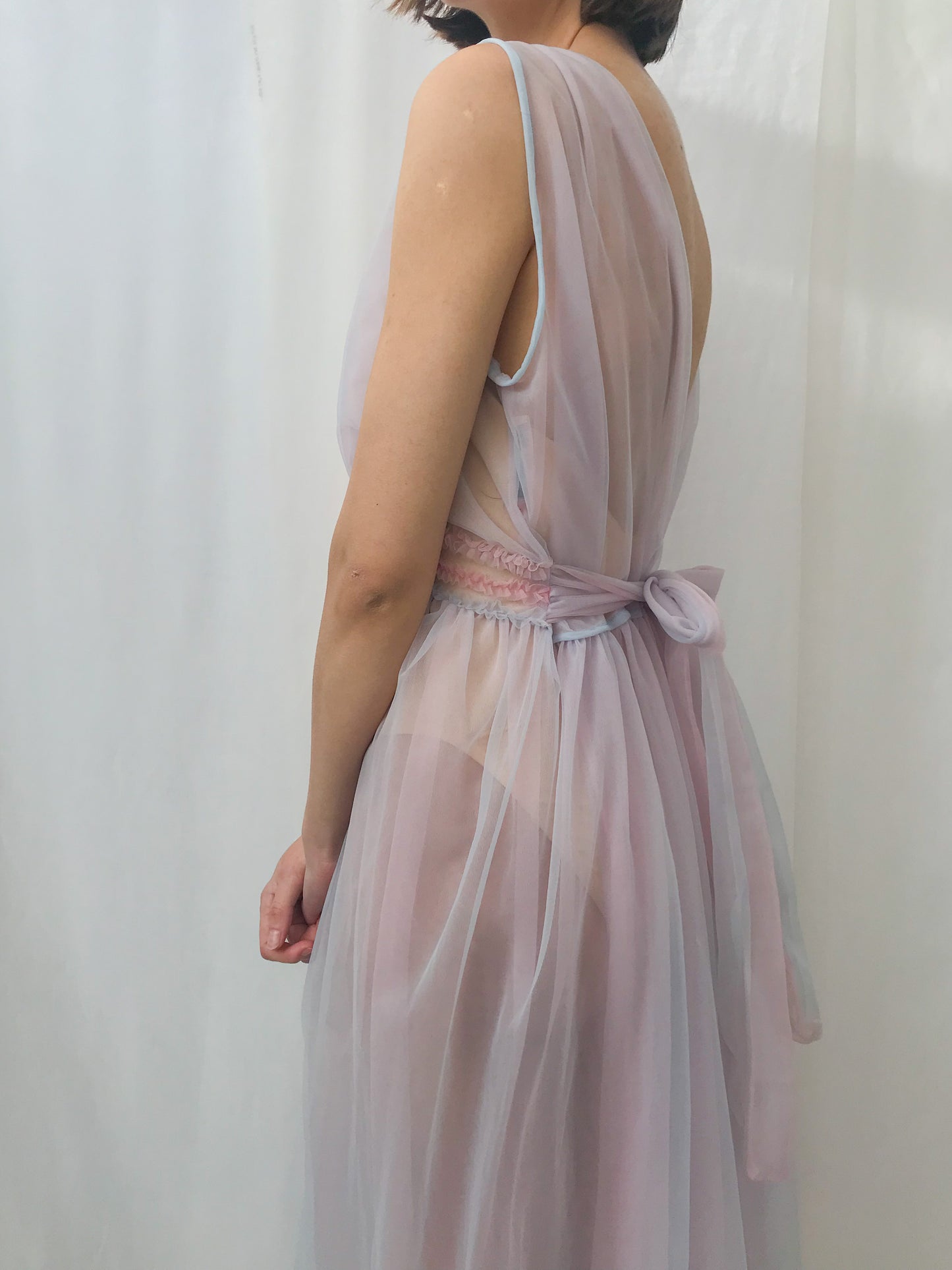 1940s Sheer Two Tone Ombre Gown