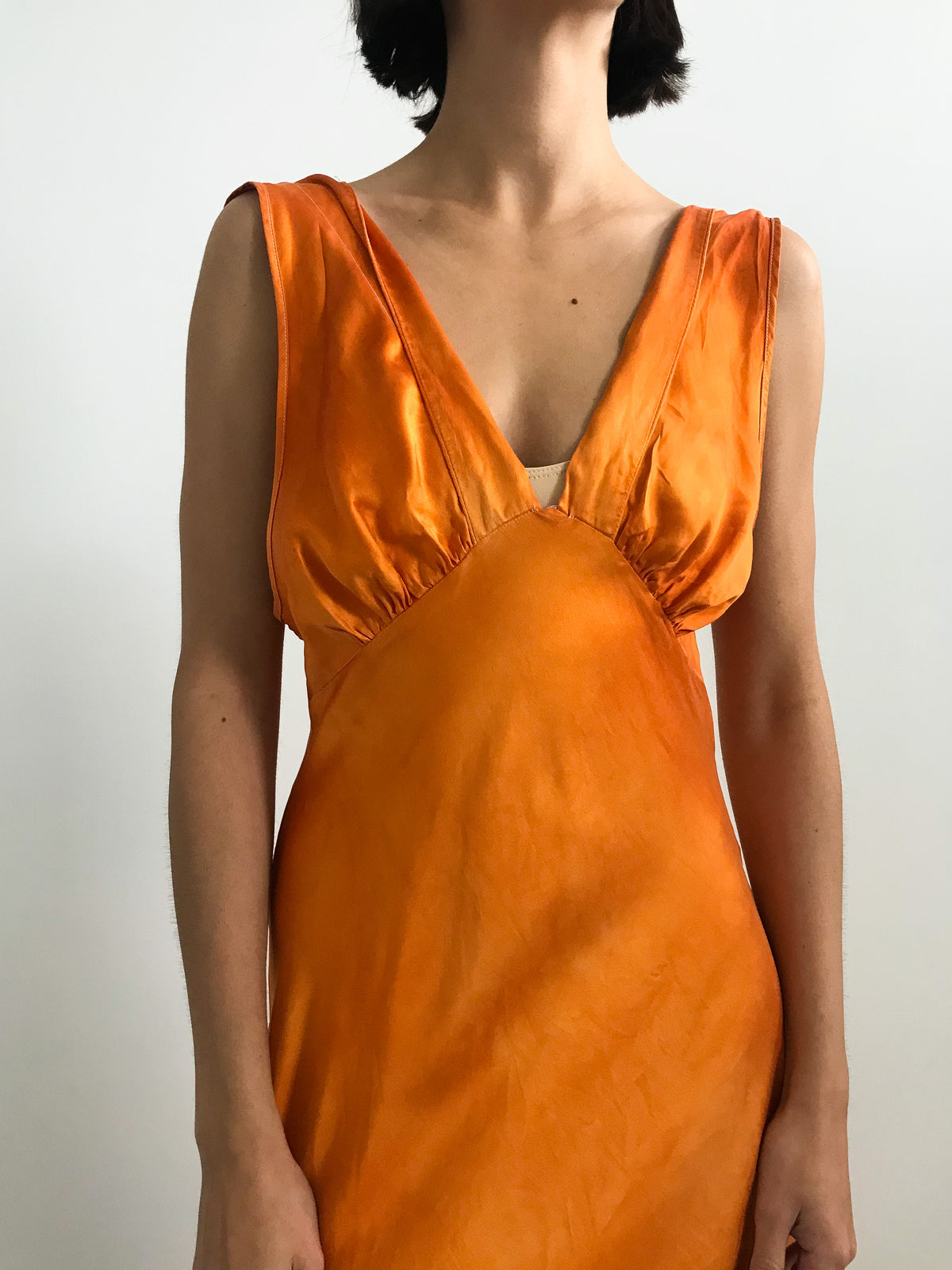 Vintage Dyed Silk Slip - Burnt Orange