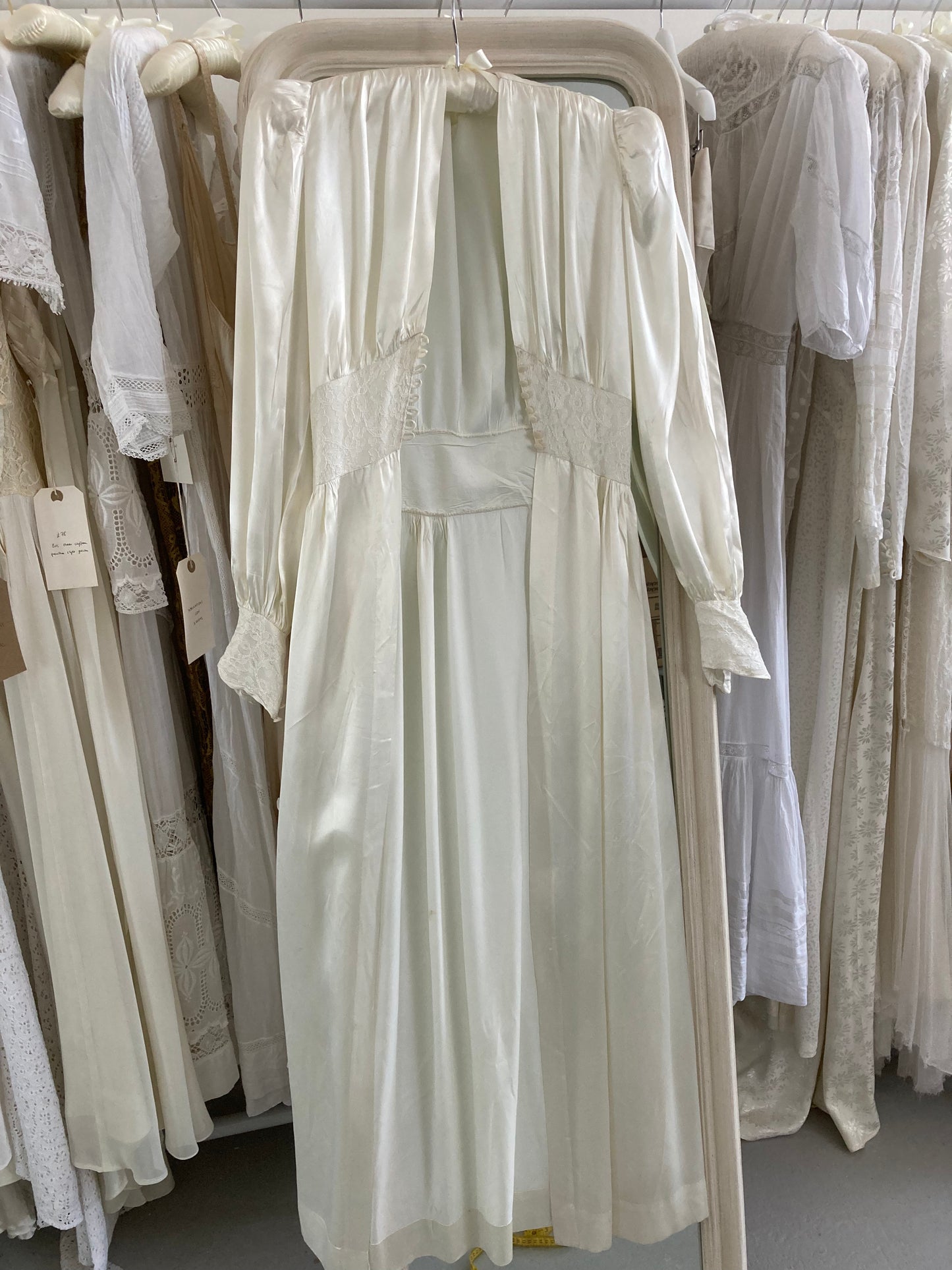 1940s Ivory Satin Bridal Peignoir Set