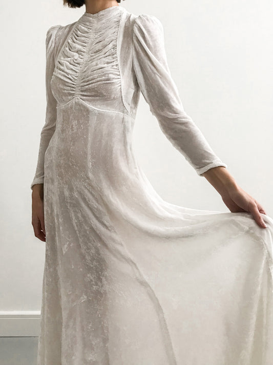 1930s Crushed Velvet Wedding Dress