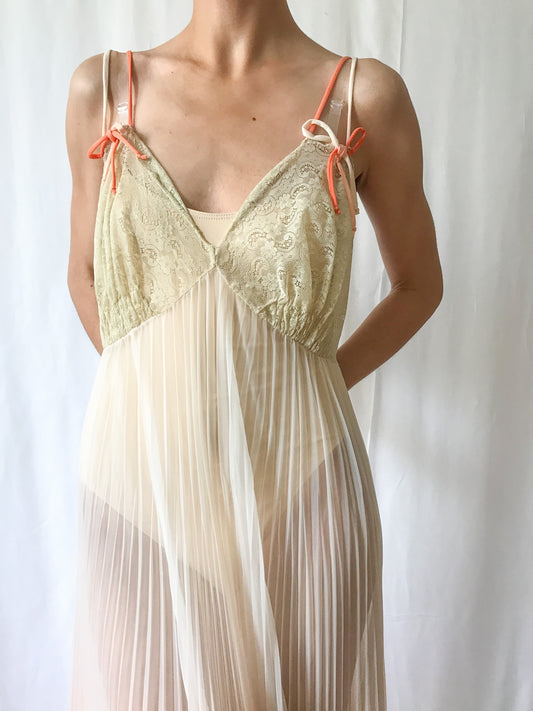 1940s Ombré Sheer Pleated Gown