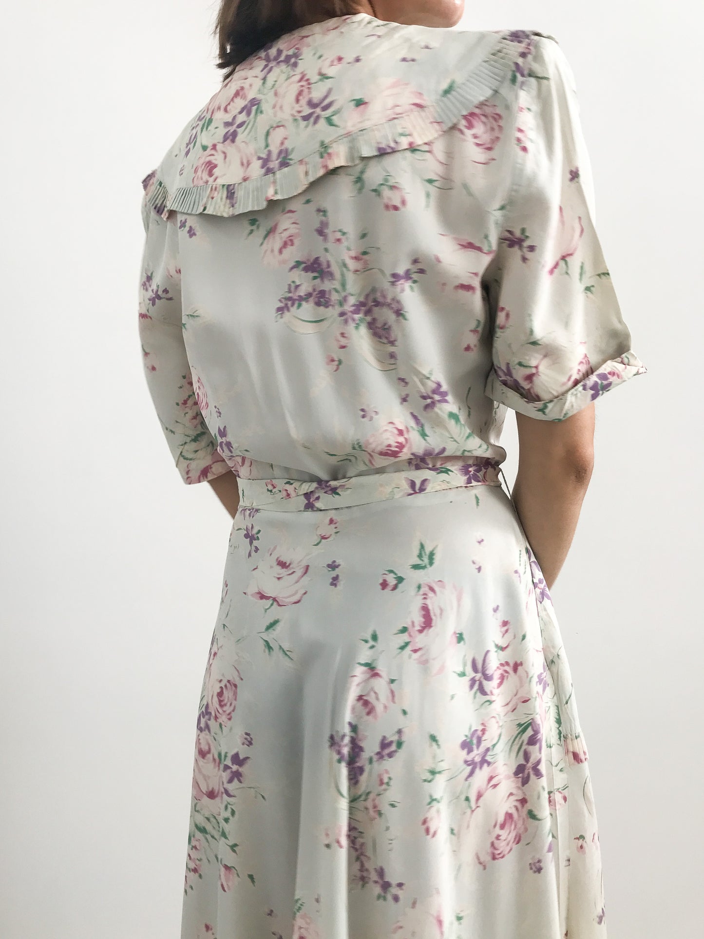 1930s Pastel Floral Collared Robe