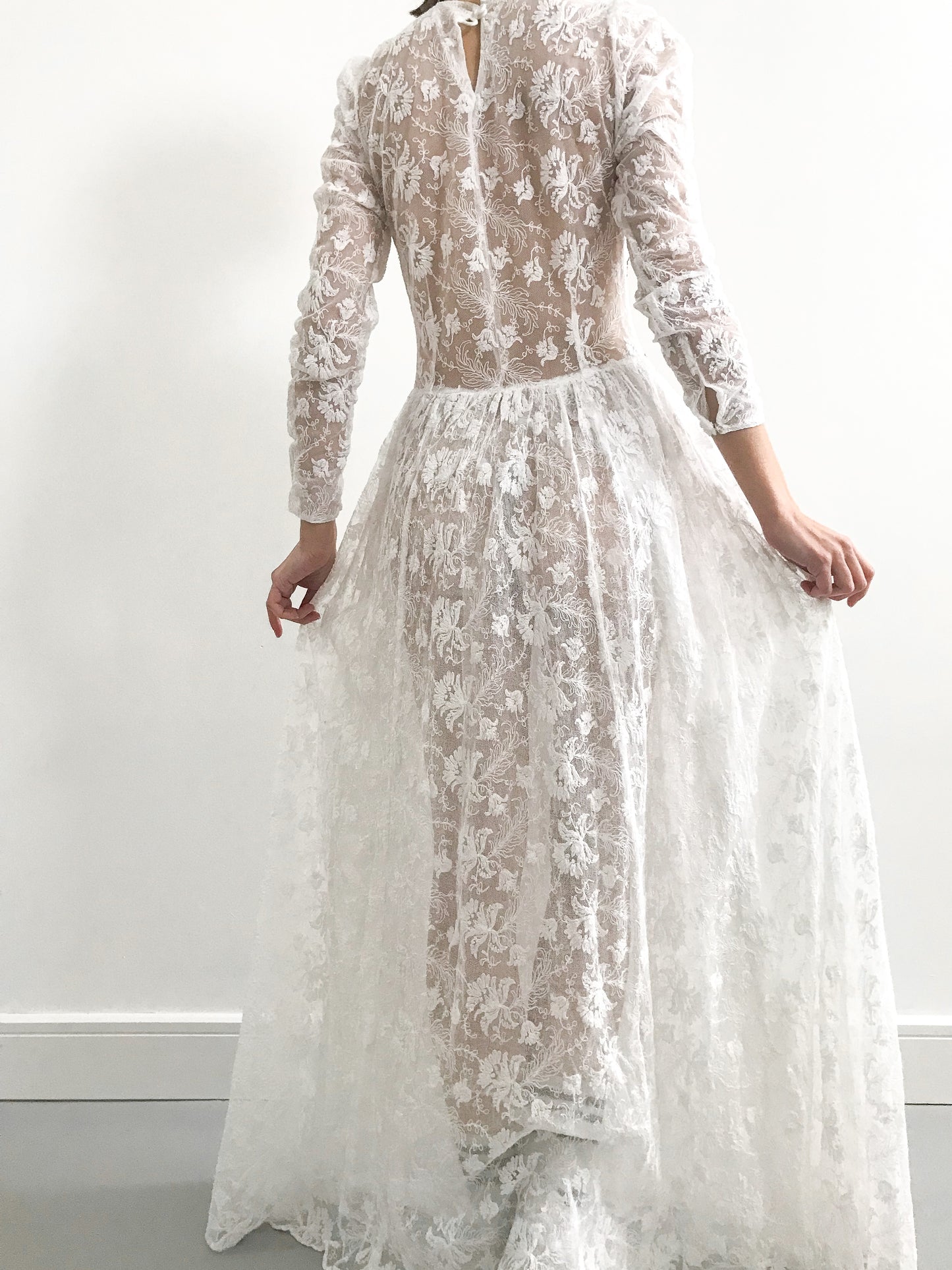 1940s Lace Overlay Sequin Wedding Dress