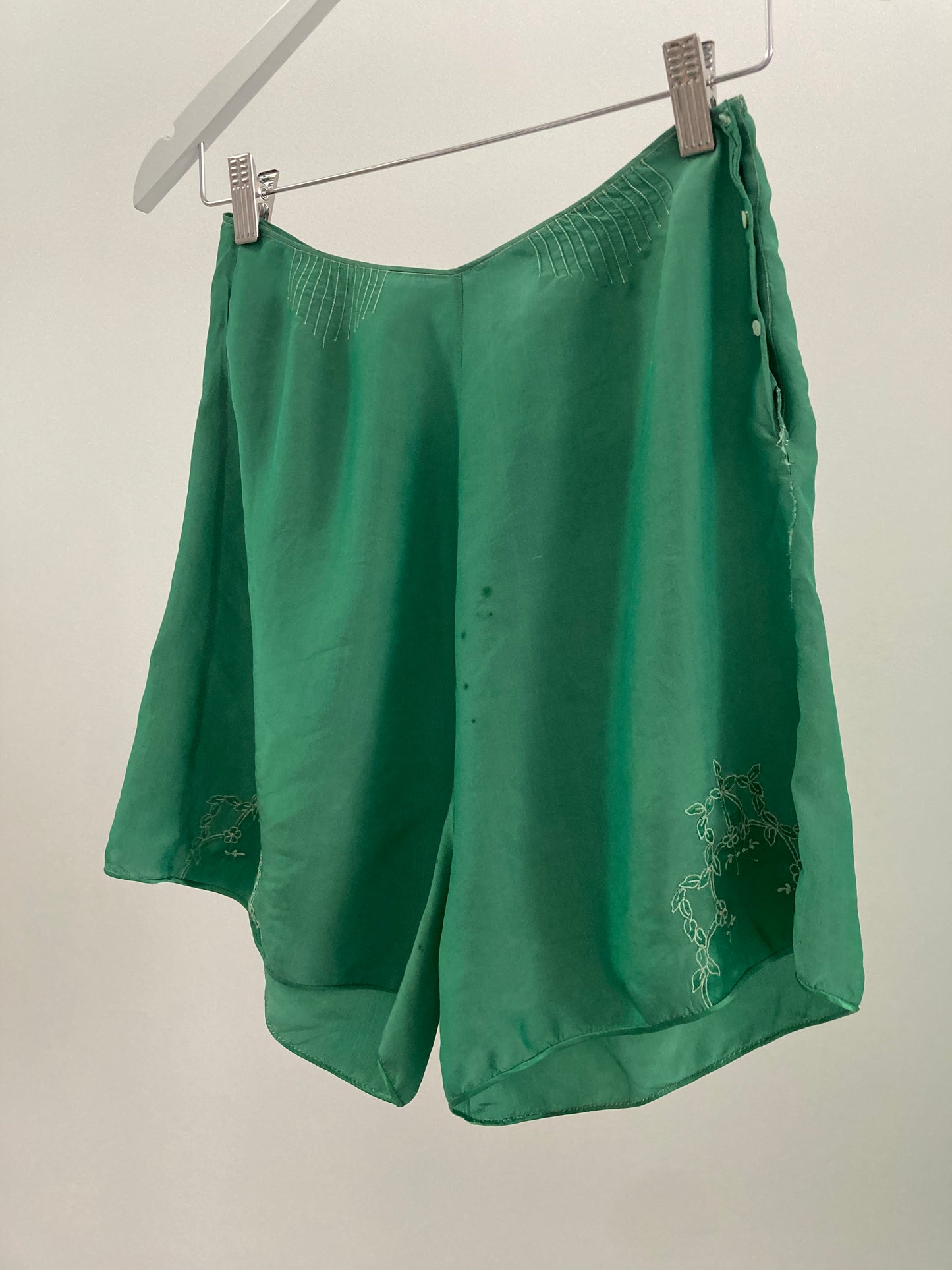 1930s Hand Dyed Silk Knickers - Dark Green