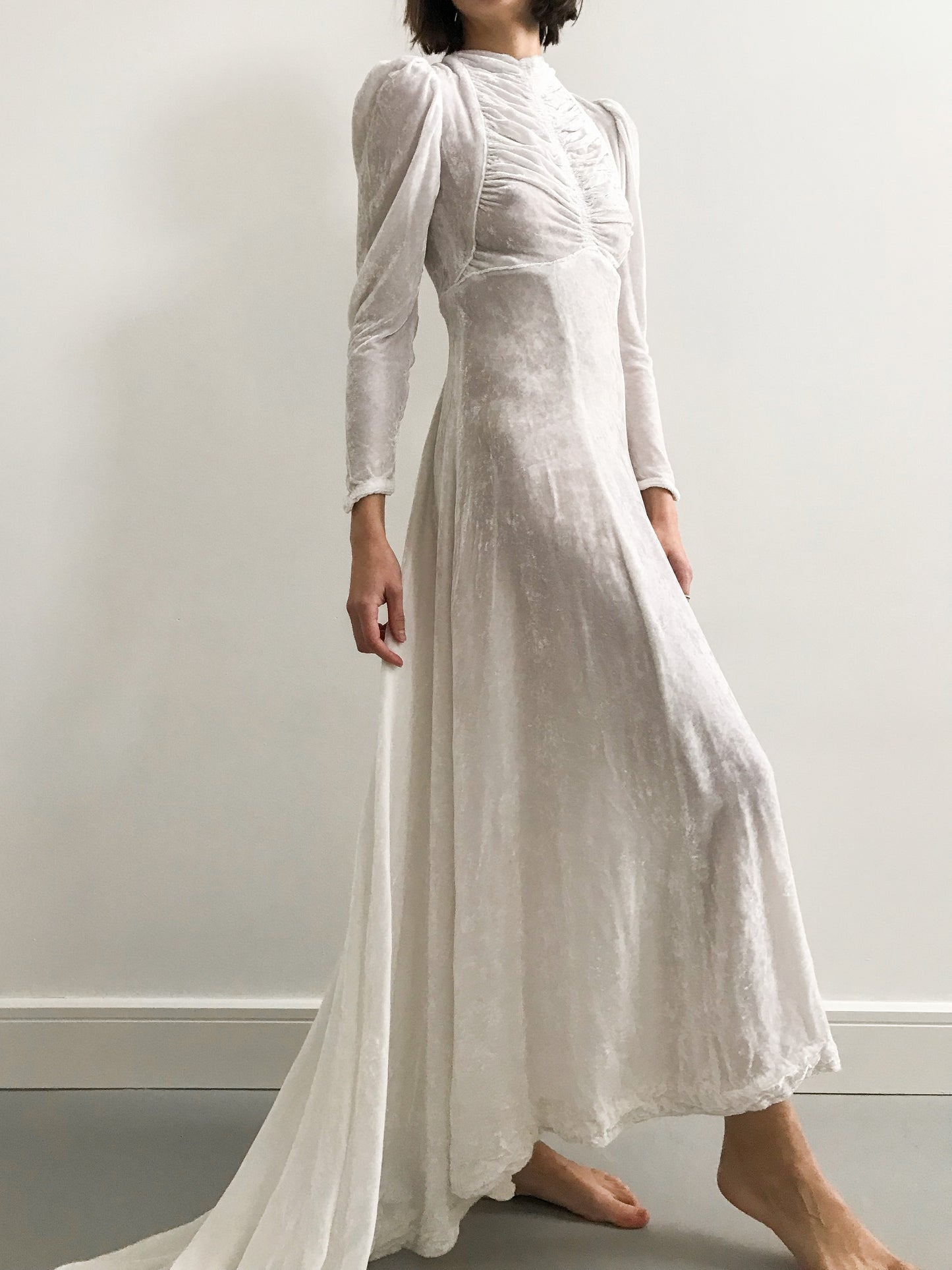 1930s Crushed Velvet Wedding Dress