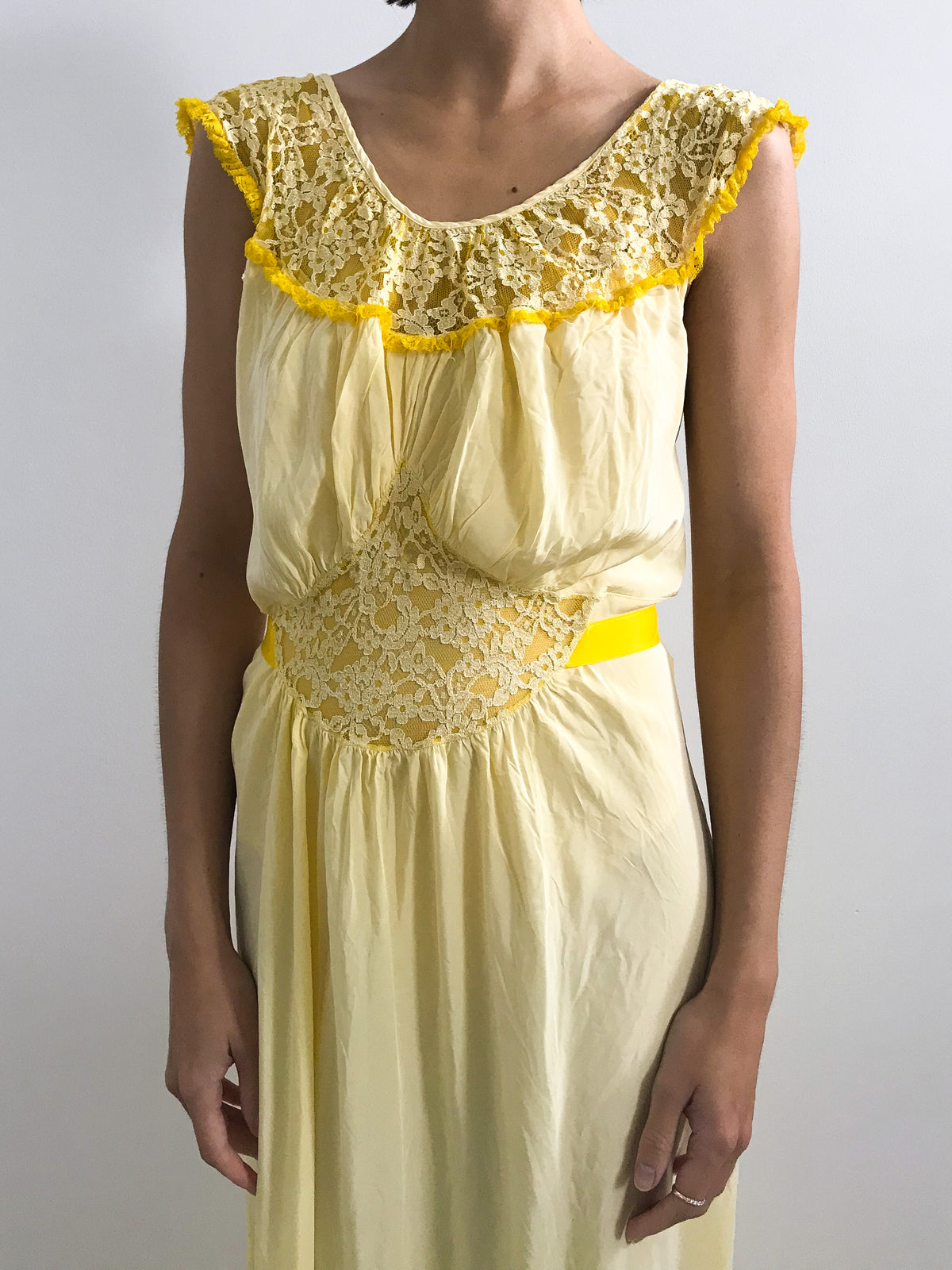 Vintage Dyed Rayon Lace Slip - Canary