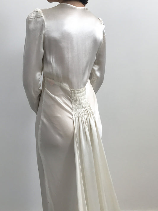 1930s Satin Wedding Dress with Train