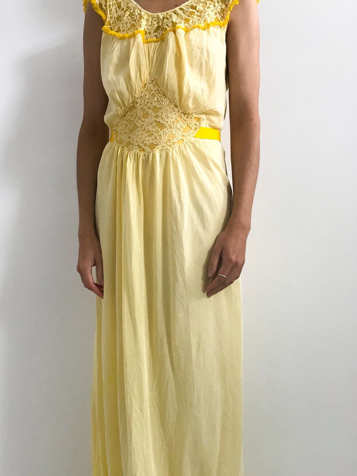 Vintage Dyed Rayon Lace Slip - Canary