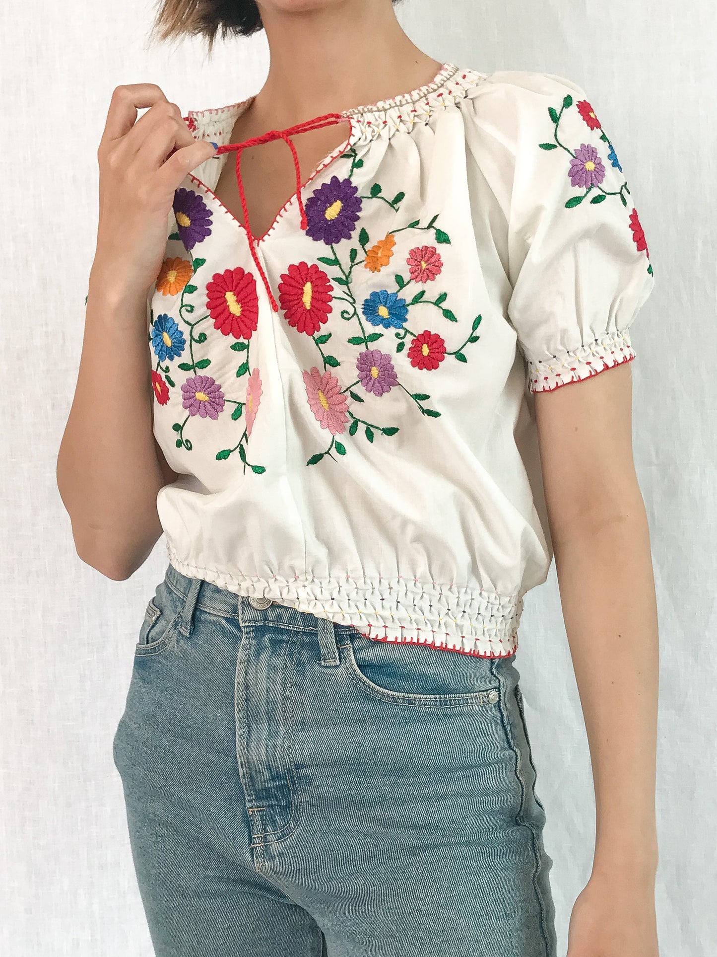 Vintage Embroidered Peasant Blouse
