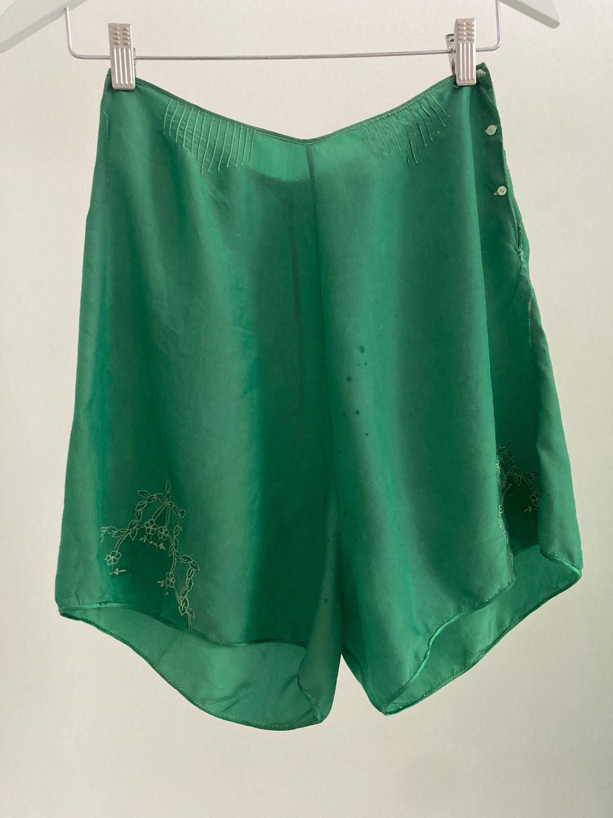 1930s Hand Dyed Silk Knickers - Dark Green