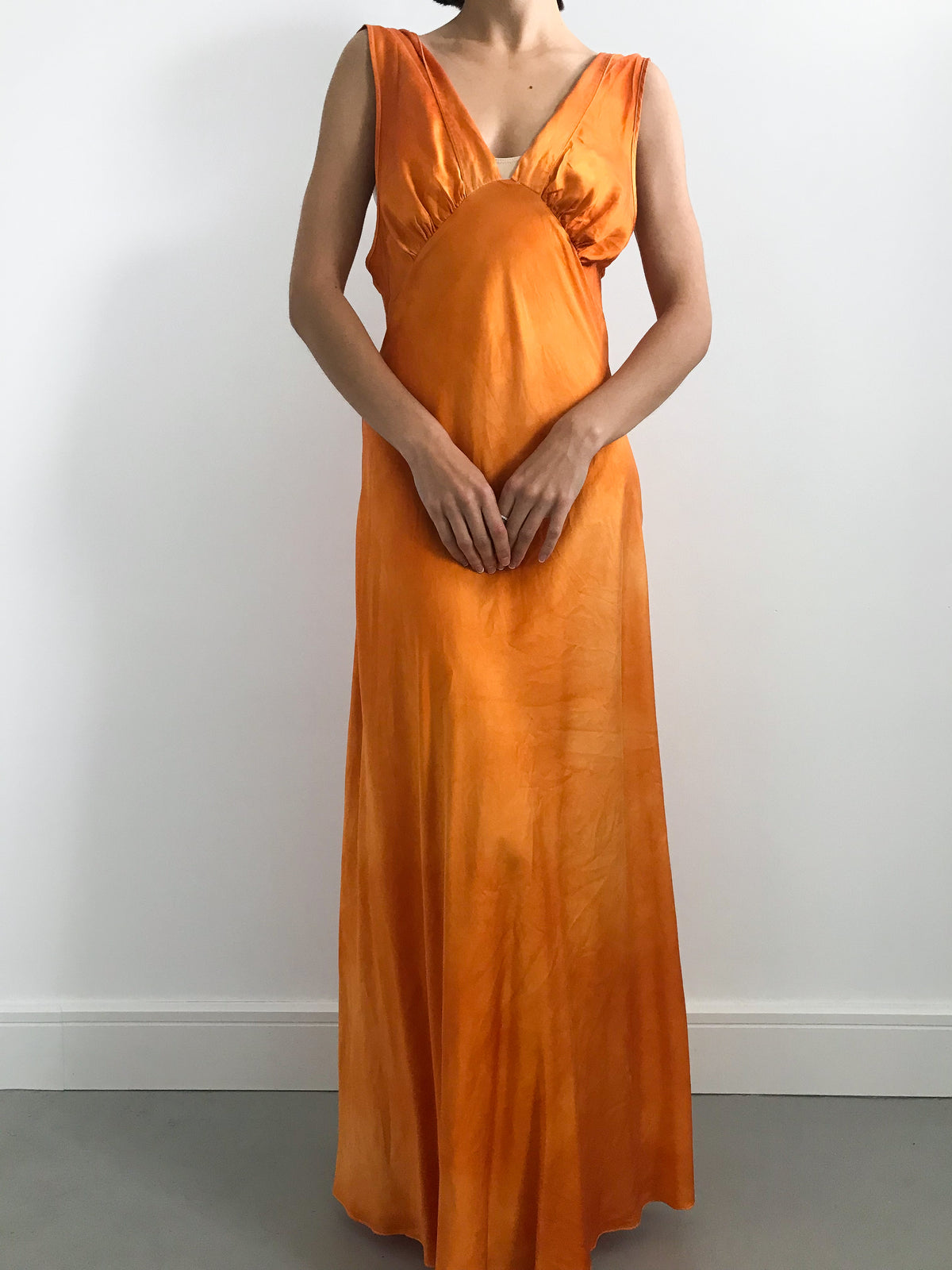Vintage Dyed Silk Slip - Burnt Orange