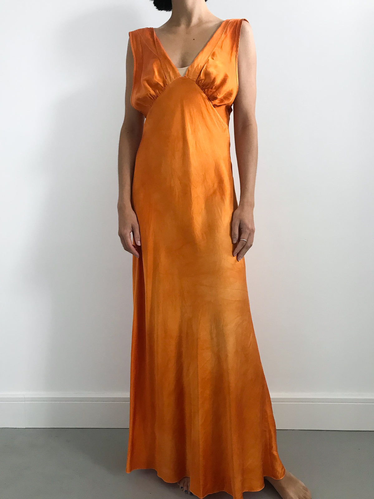 Vintage Dyed Silk Slip - Burnt Orange