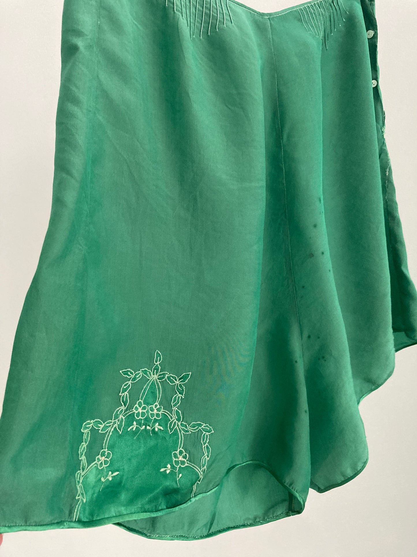 1930s Hand Dyed Silk Knickers - Dark Green